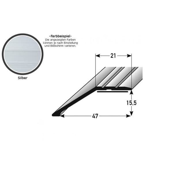PROVISTON Anodiserad Aluminium Silver l 34 mm H 8.5 mm Självhäftande Stoppprofil L 1000 mm
