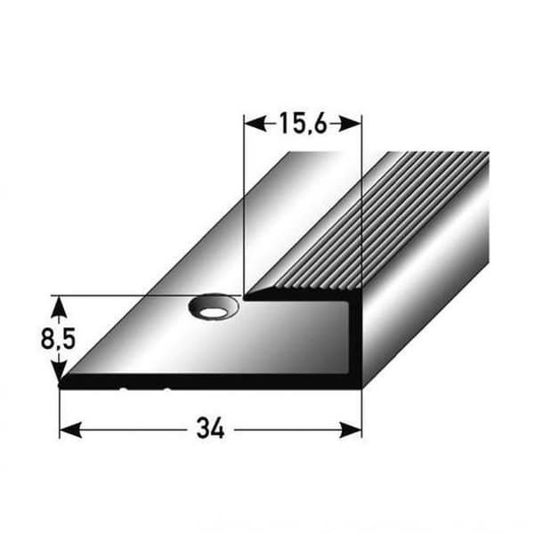 Profil avbrötningsprofil i anodiserad aluminium, ljus brons, l 15.6 mm H 8.5 mm, perforerad L 2700 mm