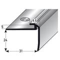 Miniatyrbild 2 av 5: Anodiserad aluminium trappsteg Silver L 31 mm H 4.5 mm Genombruten 1 st