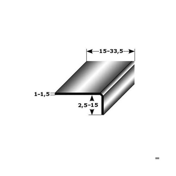 PROVISTON Byggprofil 10 x 17 x 2700 mm Matt stål