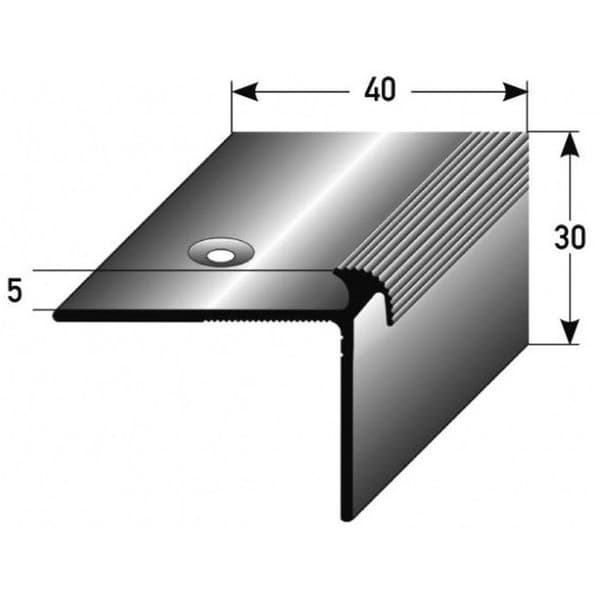 Aluminium anodiserad silver 5 x 30 x 40 x 1000 mm För skruvinstallation 1 styck