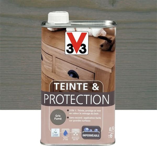 V33 Skyddande färg för möbler och trä, Rökgrå 0,5L