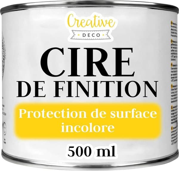 Creative Deco Färglöst Finishing Wax | 500ml | Genomskinlig lack | Lätt glänsande | Skydd av trämöbler, parkett