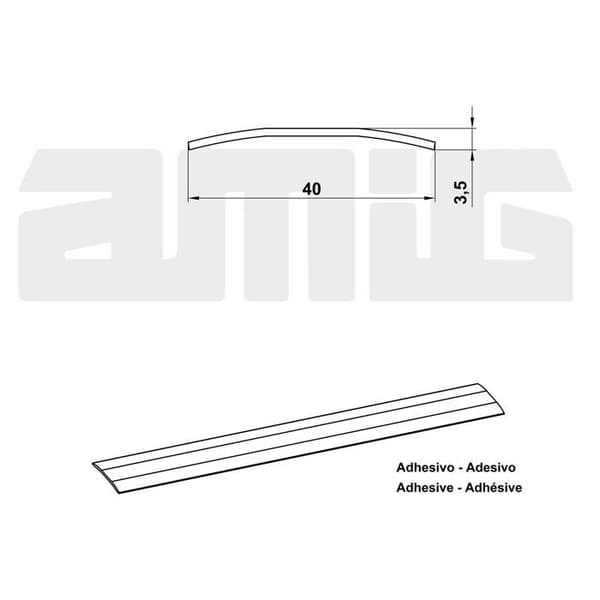 Amig - 1127 - Modell 3 Självhäftande fogskydd för golv - Övergångslist - Silver - Mått 820 x 4 x 0,5 mm