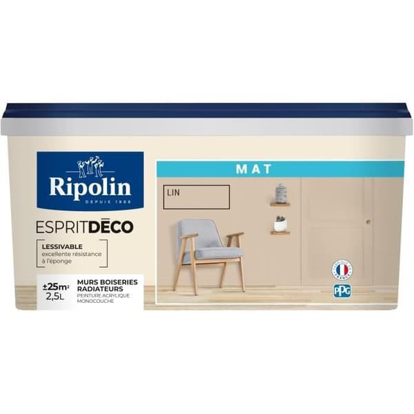 RIPOLIN Väggfärg för alla typer av väggar. Ripolin - Matt Linen. 2.5L