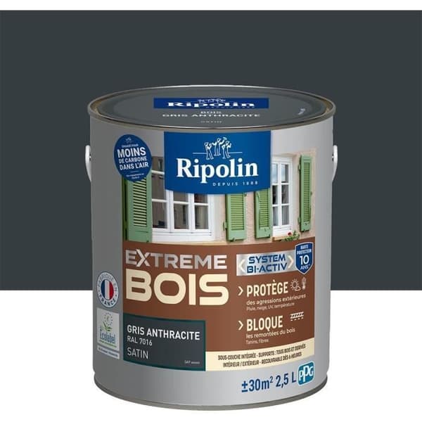 RIPOLIN EXTREME TRÄSKYDD ANTRACITGRÅ RAL70 Satin 2,5 L