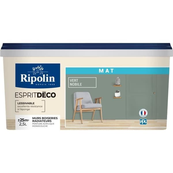 Sisäseinien koristemaali - Noble Green matta - RIPOLIN - 2,5 L
