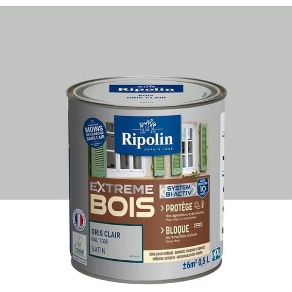 RIPOLIN Satin Wood Paint -maali, korkea suojaus 10 vuotta, joka suojaa ja parantaa puusi ulkonäköä - vaaleanharmaa