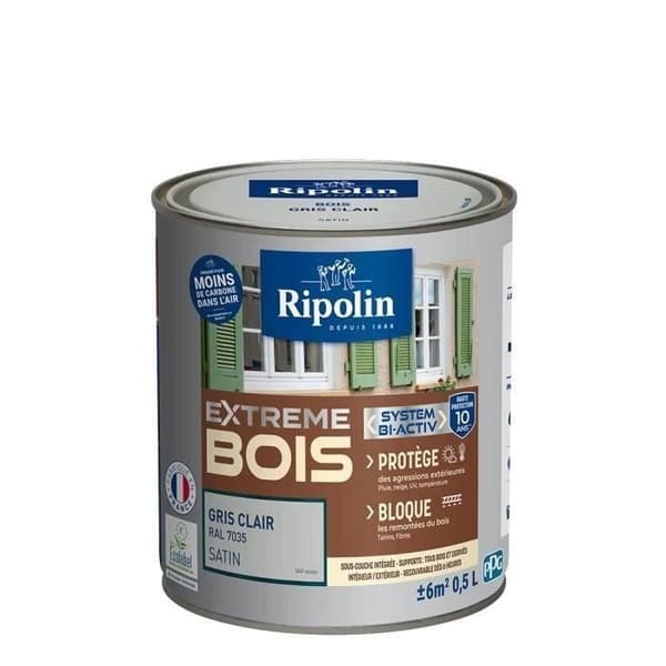 RIPOLIN Satin Wood Paint -maali, korkea suojaus 10 vuotta, joka suojaa ja parantaa puusi ulkonäköä - vaaleanharmaa