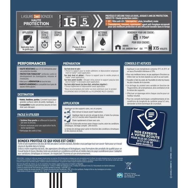 2-in-1 Korkean suojan petsauslakka - Satiinikultainen tammi - BONDEX - 5 L