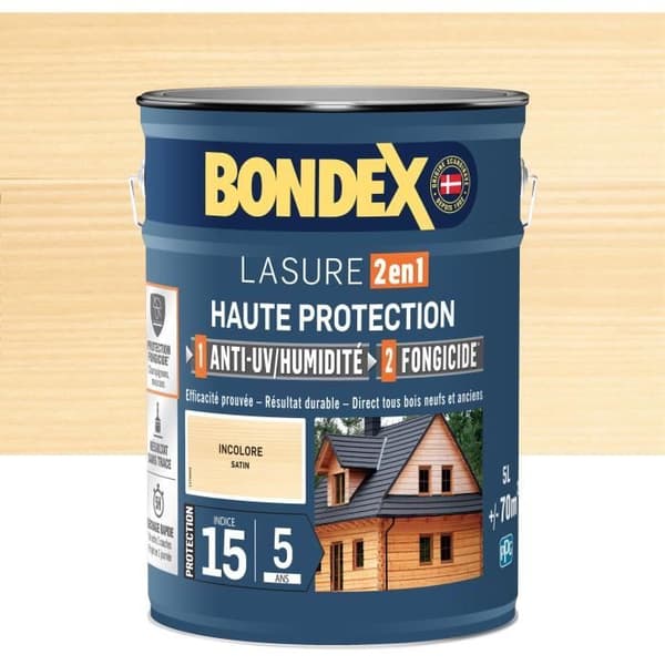 1-in-1-väriaine, jossa korkea suojaus - Väritön satiini - BONDEX - 5 L