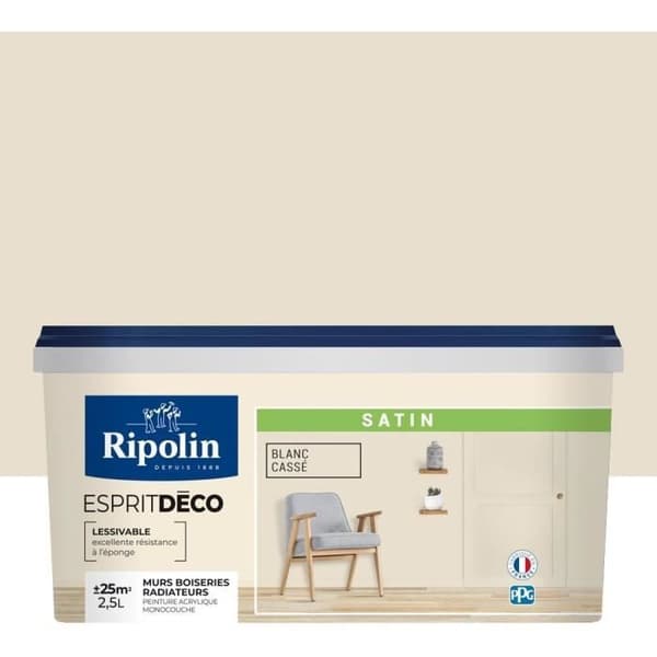 RIPOLIN All Pieces -seinämaali - satiininvalkoinen. 2.5 l
