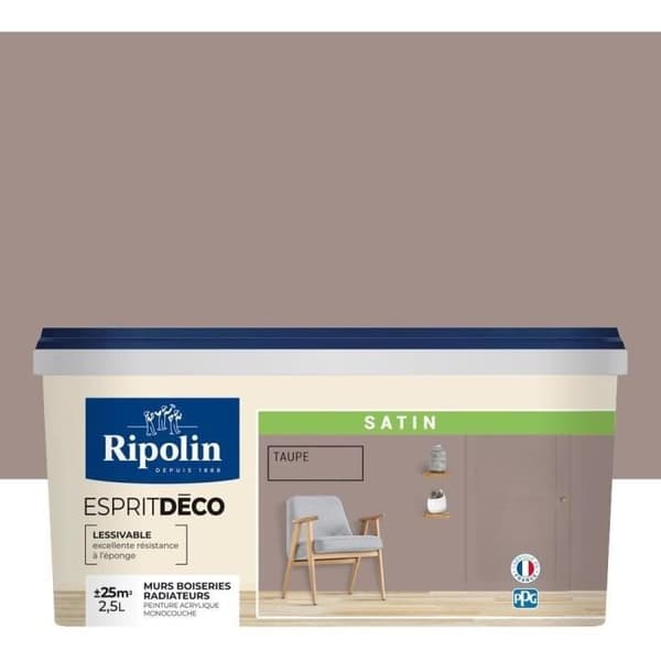 RIPOLIN All Pieces -seinämaali - Satiinivaaleanruskea, 2,5 l