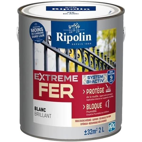 Jernmaling - RIPOLIN - 396027 - Hvid - Blank - 2 L