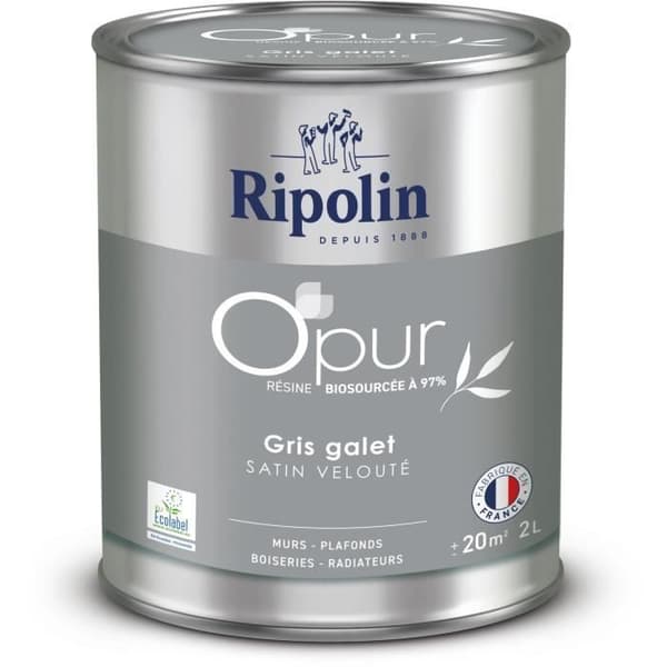 O'PUR maali seinille, puutöille ja pattereille - RIPOLIN - 472824 - Harmaa kivi - Samettinen satiini - 2 L