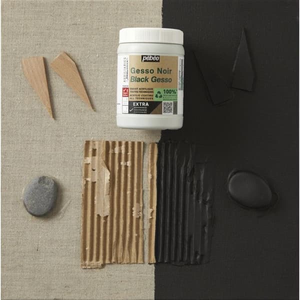 Gesso - Noir - Primer - Matt - Alla tekniker - Extra täckande - Pébéo - 225ml