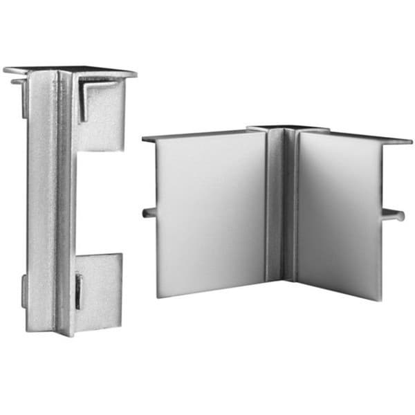 Vinklat inre hörn för klicklist 60 x 15 mm anodiserad aluminium inox