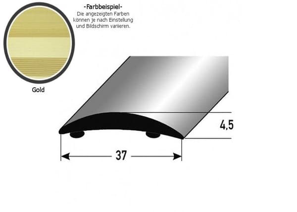 Profil för övergångsrail 37 mm typ 07 anodiserad aluminium guld-900- självhäftande