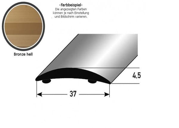 PROVISTON Profil av övergång Anodiserad aluminium Ljus brons l 37 mm H 4.5 mm L 1000 mm Självhäftande