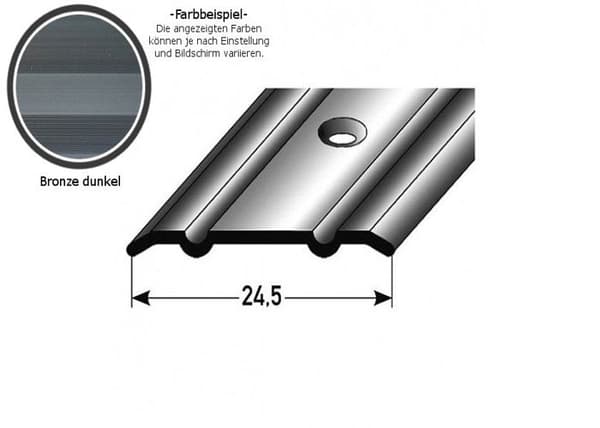 PROVISTON Profil av övergång Anodiserad aluminium Mörkbrons l 24,5 mm H 1,25 mm L 2700 mm Genomhållen