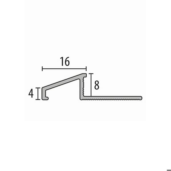 Avjämningsprofil kakel 8 x 16 x 2500 mm Tjocklek 8 mm präglad Küberit