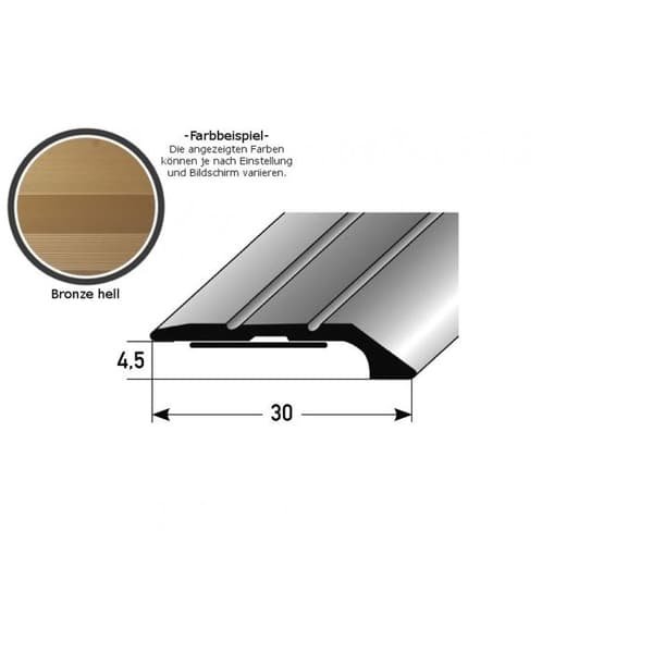 Färdigprofil för avslutningslist H av ram 4,5 mm anodiserad aluminium med hål - ljusbrons 900 - självhäftande