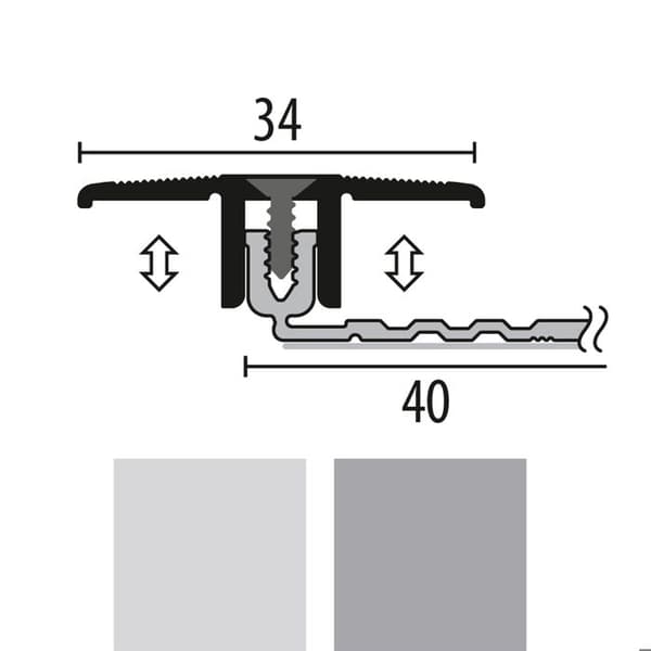 PROVISTON Üvergångsprofil Kompensation av laminat l 34 mm Kompensation av H 6,5 - 16 mm L 2700 mm Aluminiumprofil Arg...