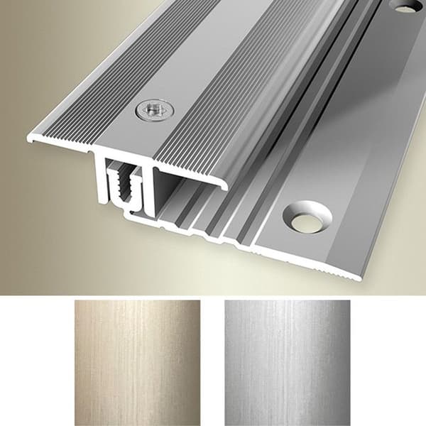 Profilräckningsprofil för parkett L 34 mm Höjdskillnad 6.5 - 16 mm i aluminium Platinium