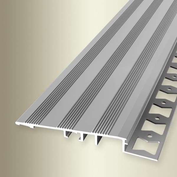 Profil för avjämning kakel 10 x 80 x 2500 mm Tjocklek 10 mm i alu Küberit Silver