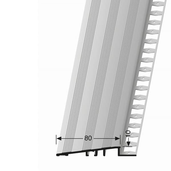 Profil för avjämning kakel 10 x 80 x 2500 mm Tjocklek 10 mm i alu Küberit Silver