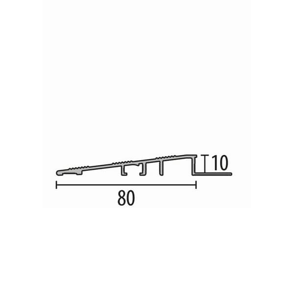 Profil för avjämning kakel 10 x 80 x 2500 mm Tjocklek 10 mm i alu Küberit Silver