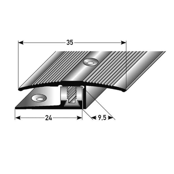 Profil av övergångsprofil laminat H 7 - 17 mm l 35 mm i 3 delar anodiserad aluminium perforerad Flex-guld-2700