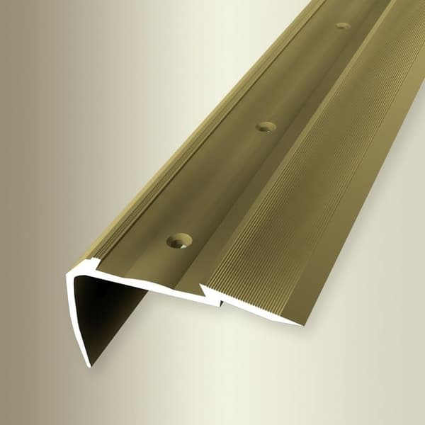 Nez de marche 34 x 60 x 2500 mm Aluminium Cornière striée diff. Modeller Küberit Guld Perforerad fräst