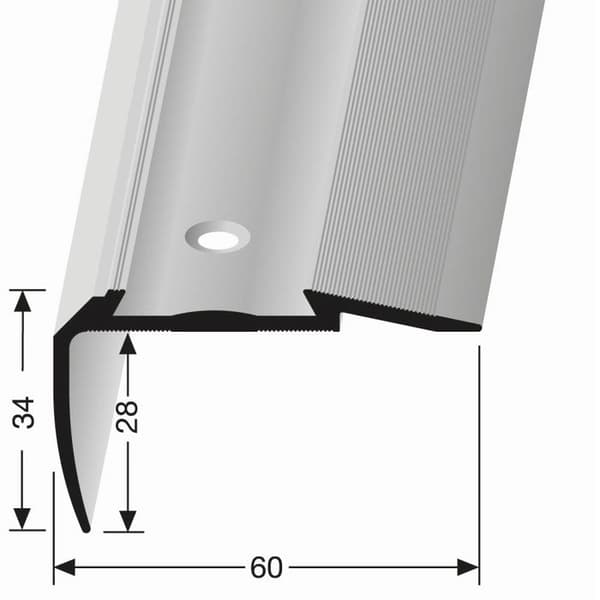 Nez de marche 34 x 60 x 2500 mm Aluminium Cornière striée diff. Modeller Küberit Guld Perforerad fräst