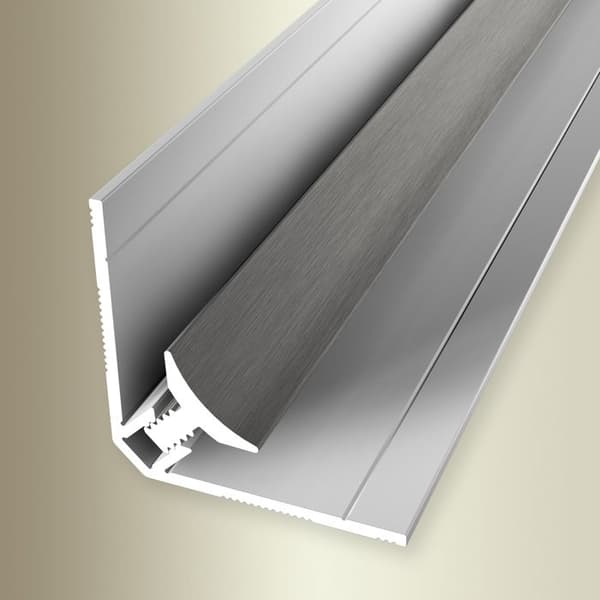 Profilvägg 30 x 30 x 2600 mm H för ram 3 - 5 mm Inre hörn klippt i aluminium Slät Küberit rostfritt stål