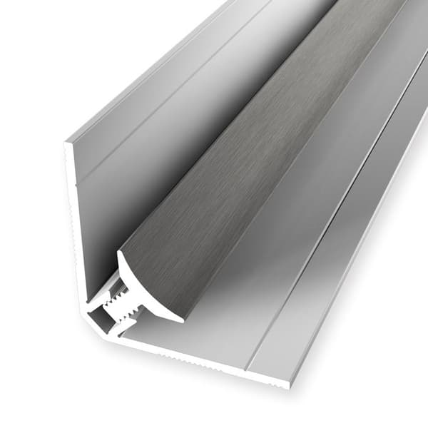Profilvägg 30 x 30 x 2600 mm H för ram 3 - 5 mm Inre hörn klippt i aluminium Slät Küberit rostfritt stål