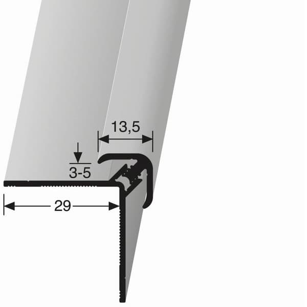 Väggprofil 34 x 34 x 2600 mm H kant under 3 - 5 mm klämfäste i aluminium, slät ytterhörn Küberit