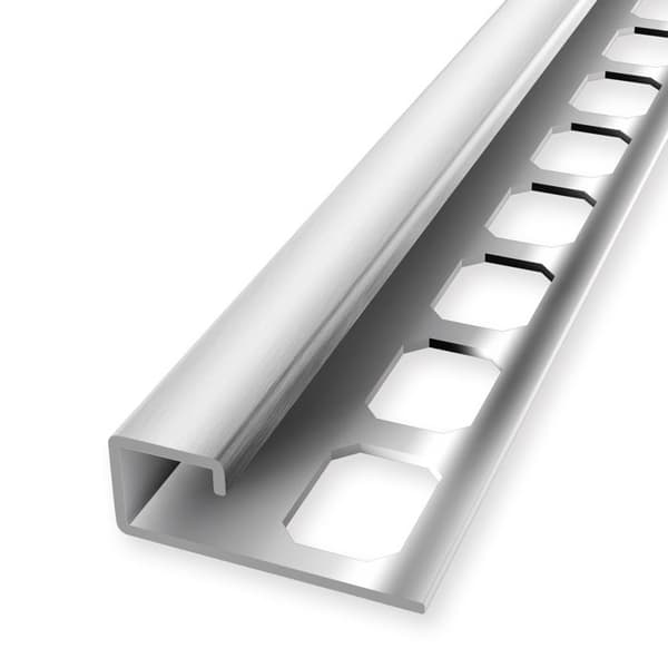 Profil fyrkantig 12,5 x 35 mm H av ram 12,5 mm Kantsprofil Stängd Stansad Küberit L 2500 mm Børstad rostfritt stål