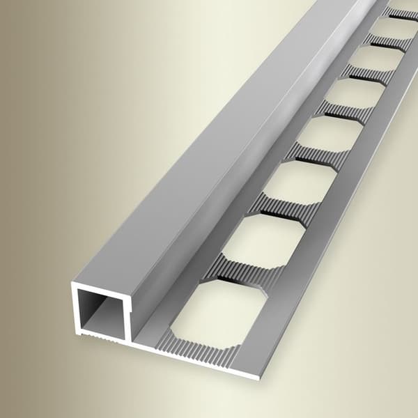 Avslutningsvinkel för fyrkantig kakel 10 x 33 mm Tjocklek 10 mm stämplad sluten silver
