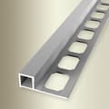 Miniatyrbild 3 av 5: Avslutningsvinkel för fyrkantig kakel 10 x 33 mm Tjocklek 10 mm stämplad sluten silver