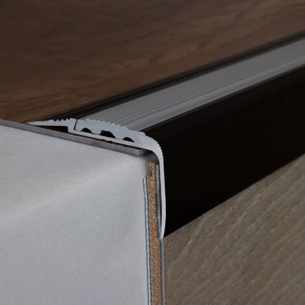 PROVISTON Trappsteg 27 x 58 x 2500 mm Trappsteg hörnprofil Kombination hörnprofil Anodiserad aluminium mörkbrons Perc...