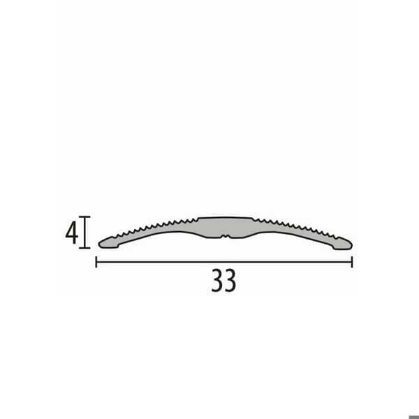 Övergångslist 4 x 33 x 1000 mm Anodiserad aluminiumövergångsprofil Ribbade Centralt borrad Silver Küberit