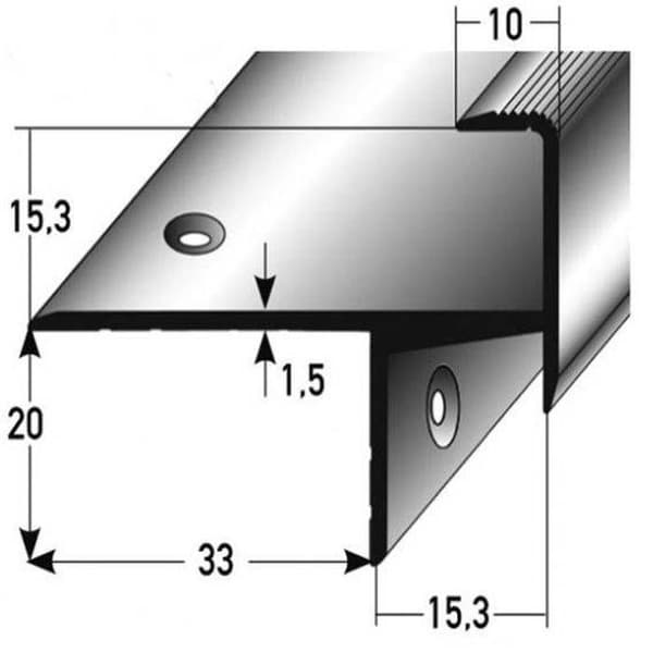 PROVISTON Profil för trappnos i aluminium 33 x 153 x 1000 mm Guld