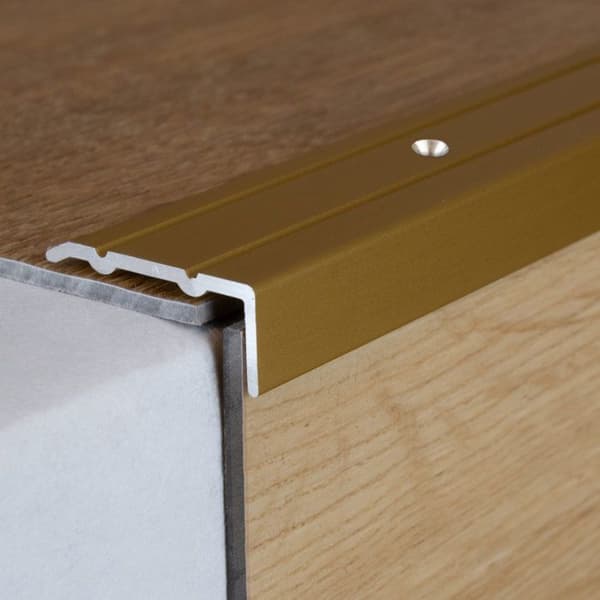 PROVISTON Aluminiumhörnprofil anodiserat Guld l 24,5 mm H 10 mm Förborrat Trappnos L 2700 mm