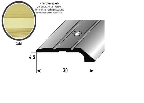PROVISTON Anodiserad Aluminium Guld L 30 mm H 4.5 mm Lång 1000 mm För att skruva Fast profil