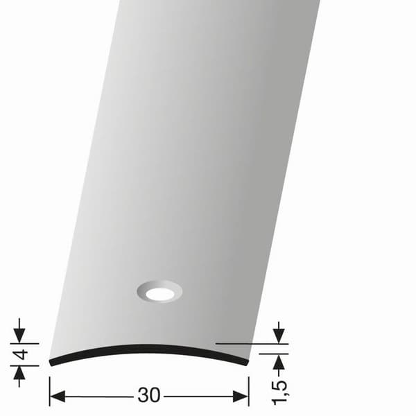 Övergångsräls 4 x 30 x 2700 mm Anodiserad aluminium Övergångsprofil Slät Centrerad Inbyggd Genomgående Rostfritt stål Küberit
