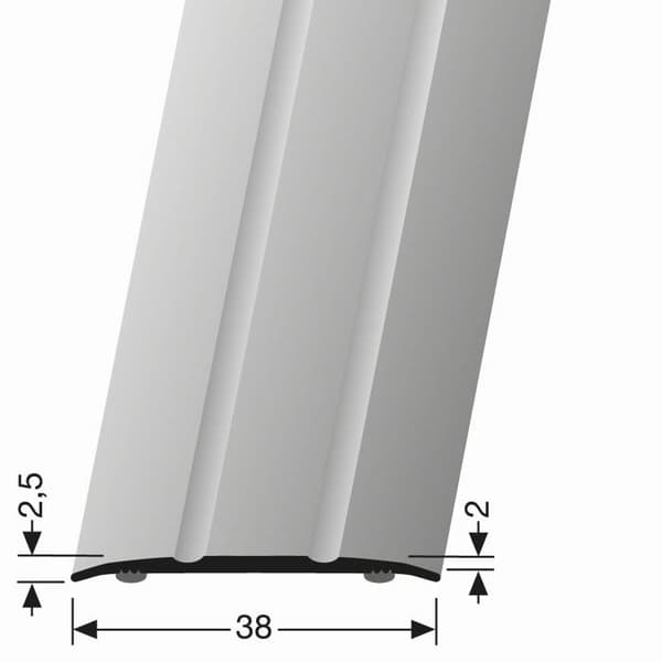 Övergångslist 2.5 x 38 x 1000 mm Anodiserad aluminiumprofil Med rillad yta Självhäftande sand Küberit
