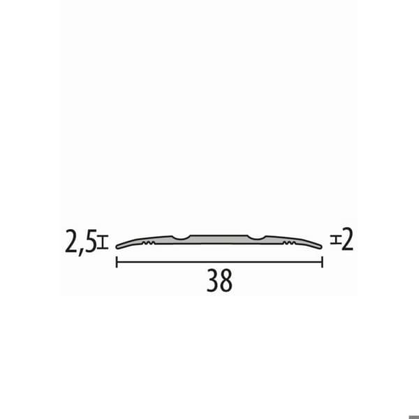 Övergångslist 2.5 x 38 x 1000 mm Anodiserad aluminiumprofil Med rillad yta Självhäftande sand Küberit