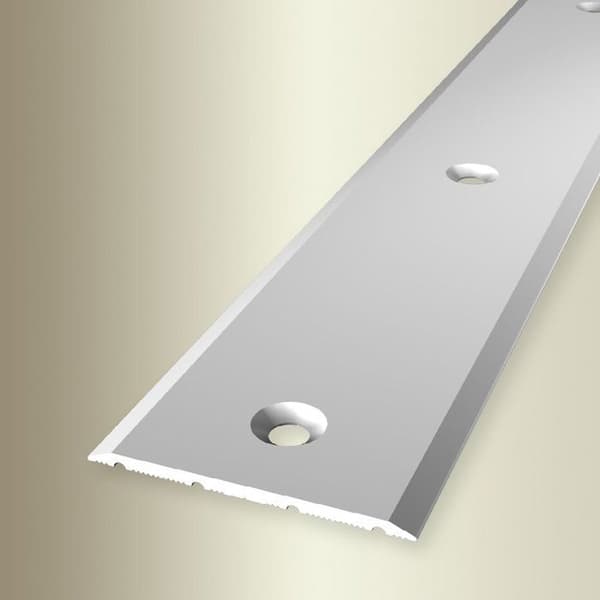 PROVISTON Övergångsprofil l 40 mm H 0 - 99 mm L 1000 mm Anodiserad aluminium Slät Silver Perforerad i mitten för infällning