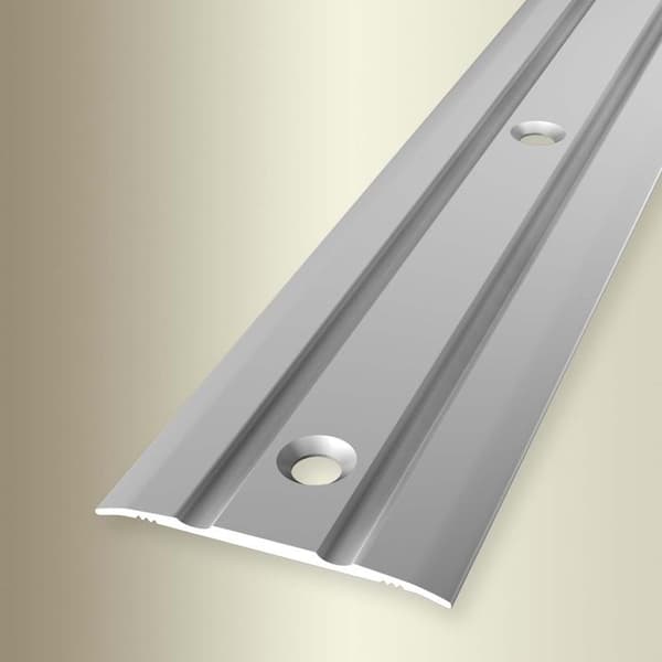 Övergångslist 2,5 x 38 x 2700 mm Övergångsprofil Anodiserad aluminium Ribbad Genomborrad i mitten Silver Küberit